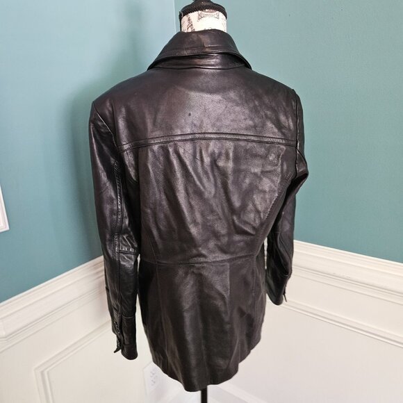 Michael Kors L Black Genuine Leather Jacket Coat - Picture 5 of 7